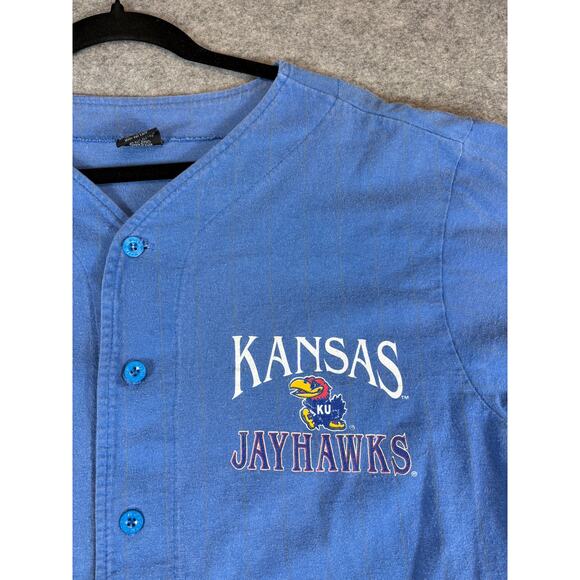 VINTAGE 90s Kansas Jayhawks Baseball Jersey Men XL Blue College Sportswear Retro - Picture 6 of 6
